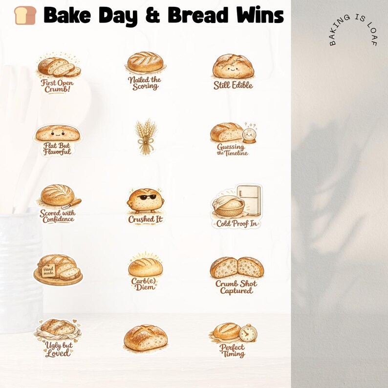 Bake Day & Bread Wins – Sourdough Digital Stickers for Baking Journals ...