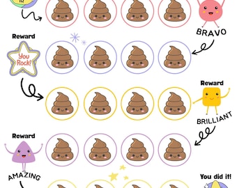 Printable Kids Potty Chart and Poo Diary - Fun Reward Tracker and Stool Log for Toilet Training Printable Editable A4 Canva Instant Download