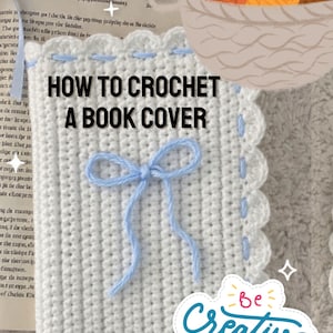 Crochet Book Cover Pattern – Coquette Aesthetic with Ribbon and Bow, Easy PDF Tutorial