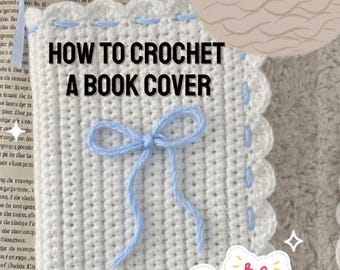 Crochet Book Cover Pattern – Coquette Aesthetic with Ribbon and Bow, Easy PDF Tutorial