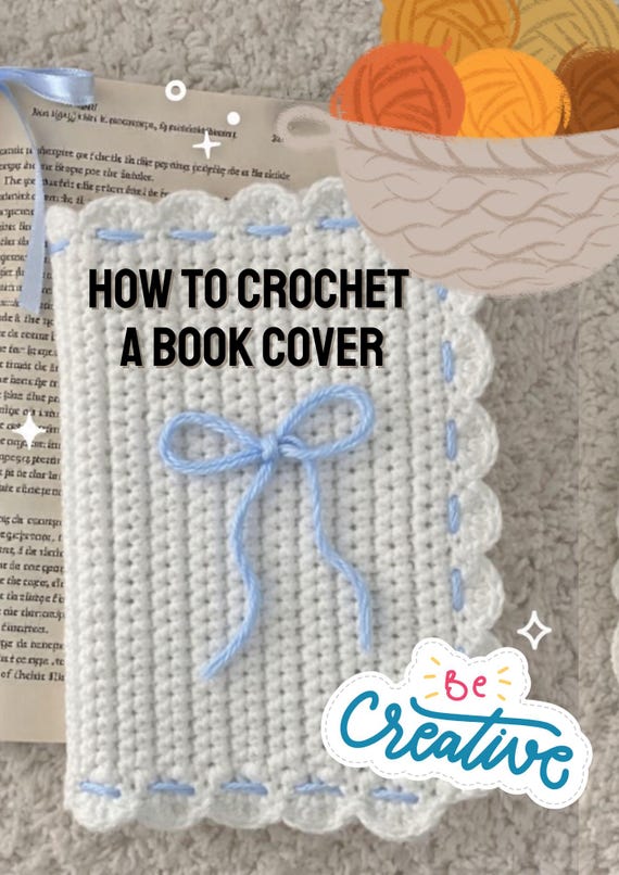 Crochet Book Cover Pattern – Coquette Aesthetic with Ribbon and Bow, Easy PDF Tutorial