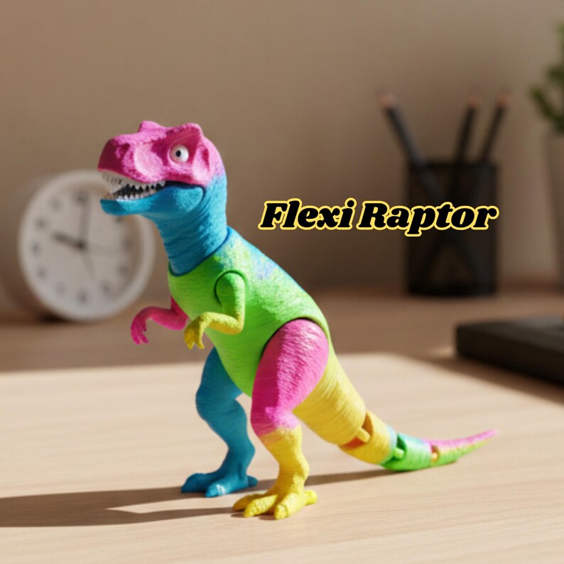 Segmented Raptor Model Flexi Raptor STL | Articulated Dinosaur Toy | 3D Printable Flexi Raptor ...