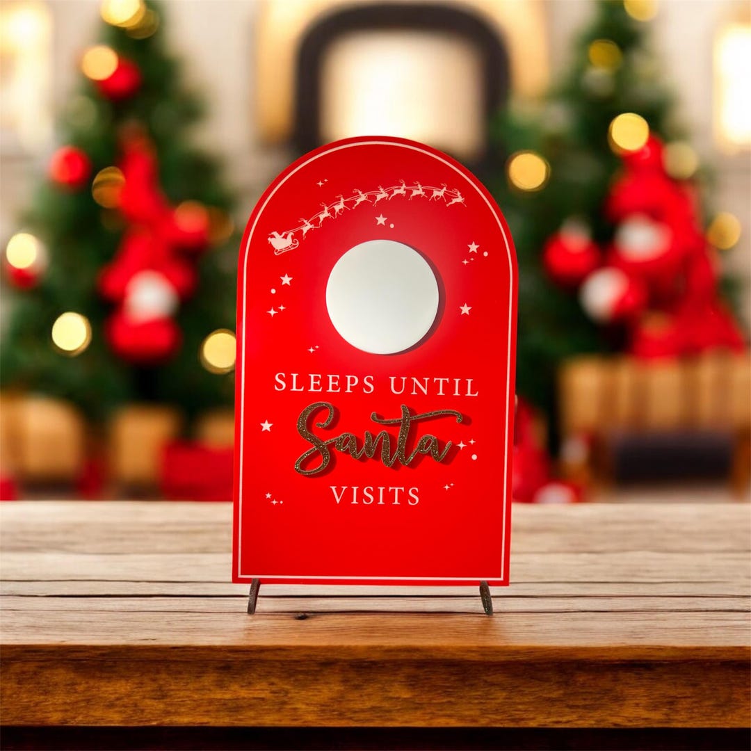Santa Countdown Table Sign – Christmas Sleep Tracker – Laser Engraved ...