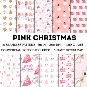 Rosa jul sömlöst papper: Semestermönster (digital nedladdning)