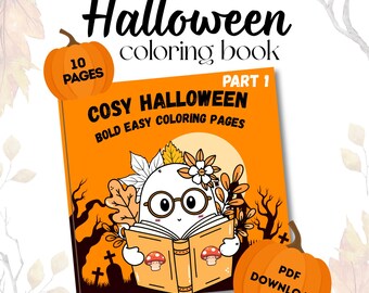 Cozy Halloween Coloring Pages 10 Pages PDF Spooky Cute Halloween Coloring Book Hygge Cozy Girl Coloring Fall Coloring Pages Comfy Coloring