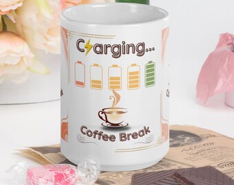 Aufladende Kaffeetasse – Lustiges Geschenk für Kaffeeliebhaber – Energiedesign, 15 Unzen
