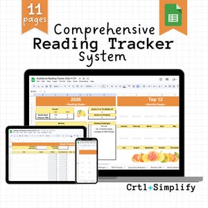 Seguimiento de lectura estándar 2026 / Registro de libros de Hojas de cálculo de Google con panel, estadísticas y barras de progreso
