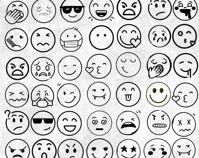 Emoji Face SVG Bundle: Cricut Cut Files, Clipart (digital Download ...
