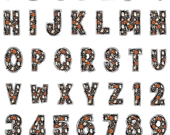 Halloween Alphabet SVG, Doodle Letters PNG Bundle (Digital Download)
