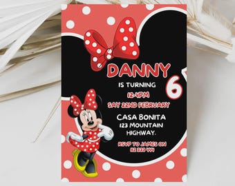 Mickey Mouse 1st Birthday Invitation: Girl Party, Editable Template (5x7 Digital Download)