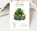 Editable Minecrrafter Birthday Invitations, Size 5X7, Video Game Birthday Invitation, Birthday Card, Girl Boy Birthday, Digital Invite