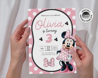 Minnie Mouse Birthday Invitation: Editable Canva Template (5x7" PDF)