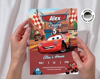 Lightning McQueen Birthday Invitation: Editable Cars Theme (Digital Download)