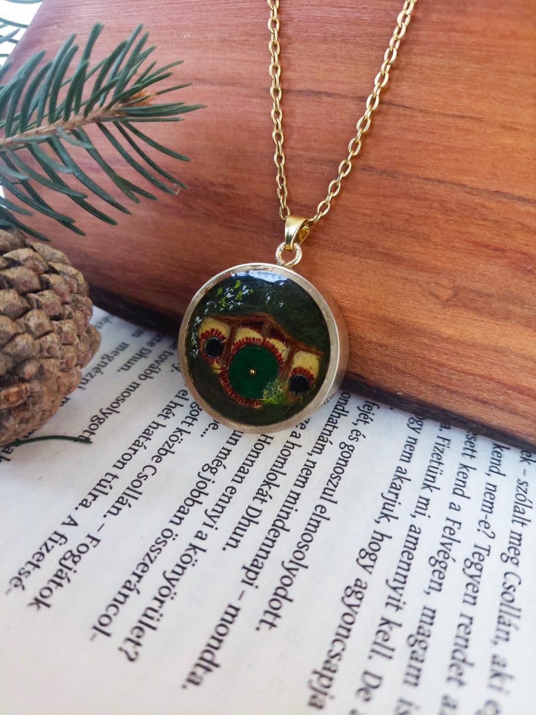 Fantasy Cottage Pendant Necklace Handmade Hobbit Style Mini House