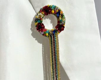 Bright Ukrainian Brooch,Handmade Beaded Floral Pin,Traditional Ukrainian Style gift for her patriotic brooch Floral Wreath