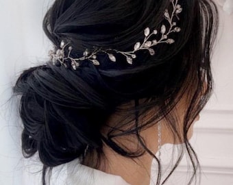 Bridal Hair Vine Crystal, Wedding Hair Vine Silver, Bridal Headpiece, Crystal Hair Accessory, Wedding Hair Piece, Bridal Headband Vine