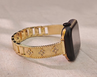 Gold Apple Watch Band, Stainless Steel Apple Watch Band, Metal Apple Watch Strap, 38mm 40mm 41mm 42mm 44mm 46mm 45mm 49mm, Series 1-10 SE