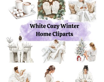 Cozy Winter Home Clipart Bundle: Hygge Christmas PNG (9 Pages)