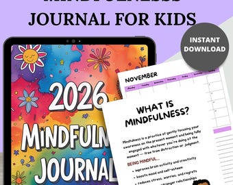 2026 Kids Mindfulness Journal: Daily Gratitude, Feelings Tracker (PDF Pattern)