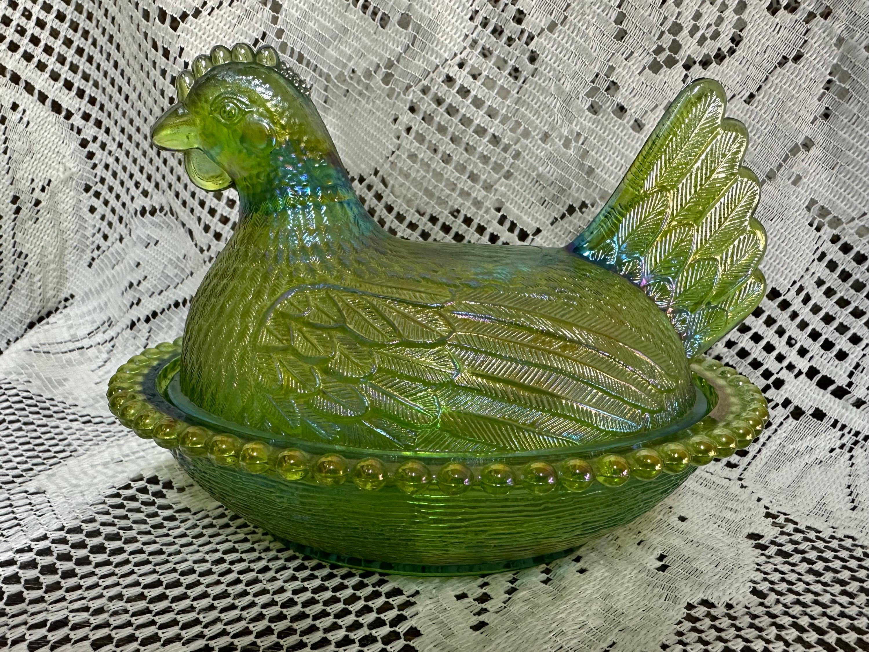Vintage RARE!!! Carnival Lime Green Indiana Hen on the Nest - Etsy