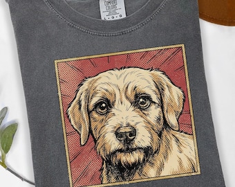 Vintage Dog Graphic Shirt, Retro Pop Art Dog T-Shirt, Hand Drawn Canine Graphic Tee, Old School Dog Portrait Shirt, Dog Lover Gift, Unisex