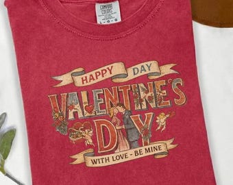 Comfort Colors Valentine Shirt, Retro Valentines Day Tshirt, Vintage Love Graphic Tee, Womens Valentines Gift, Be Mine Shirt for Her