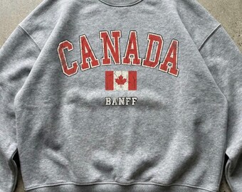 Vintage Canada Crewneck Distressed Banff National Park Sweatshirt Retro 90s Style Pullover Varsity Graphic Sweater Unisex Nature Hiking Top
