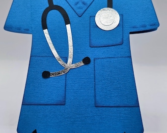 Handmade Scrubs Card with Stethoscope – Nurse Appreciation Greeting