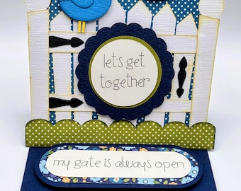 Birds at Garden Gate Easel Card