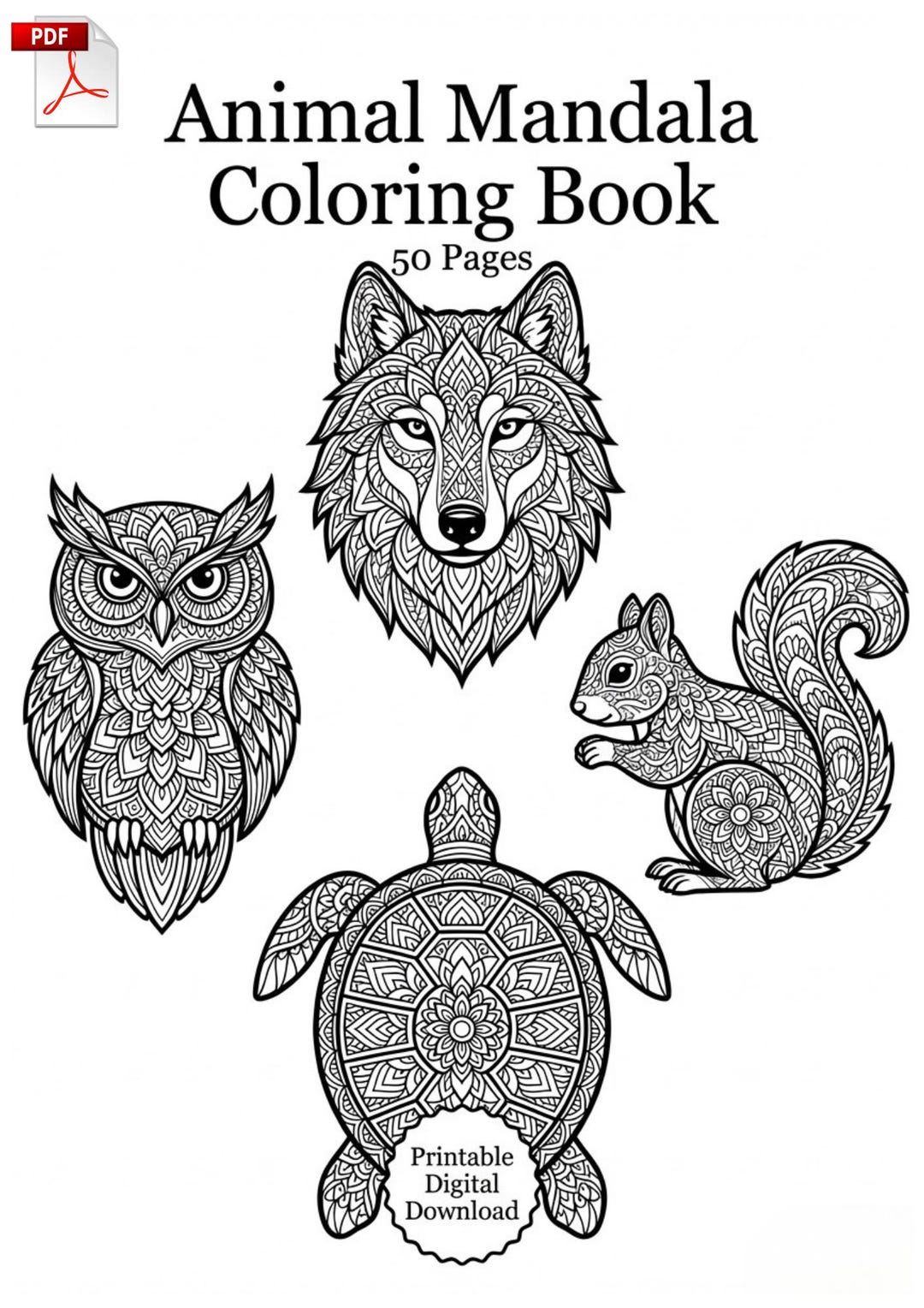 Animal Mandala Coloring Book, Stress Relief Art (digital Download) - Etsy