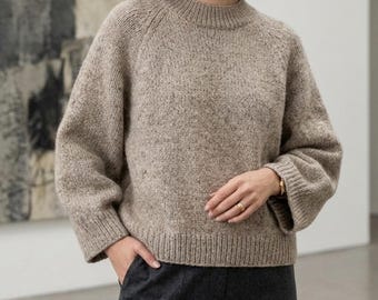 Strickmuster für einen lässigen Raglanpullover | Oversized-Pullover von oben nach unten (PDF)