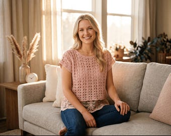 Übergroßes Boho Häkeltop Muster | Trendiges Crop Shirt DIY (PDF Download)