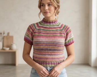Aurora Streifen Strickmuster | Easy Raglan Sommer Top | PDF + Video Anleitung