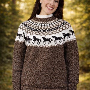 Horse Sweater Knitting Pattern Nordic Icelandic Lopapeysa PDF Unisex Winter Pullover image 3