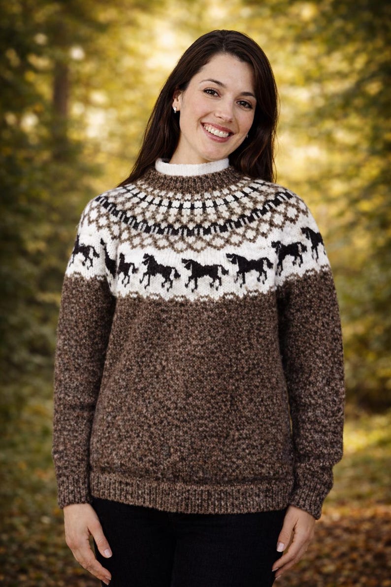 Horse Sweater Knitting Pattern Nordic Icelandic Lopapeysa PDF Unisex Winter Pullover image 3