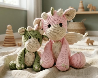 Mini Drache Häkelanleitung PDF Amigurumi Spielzeug, Fantasy Plüsch, DIY Craft