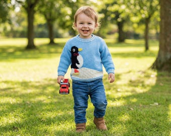 Eis Pinguin Kinder Pullover Strickmuster Cozy DIY Baby & Kleinkind Stricken PDF