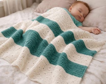 Strickmuster für Babydecke, Streifen kraus rechts, gemütliches Kinderzimmer-Andenken (PDF)
