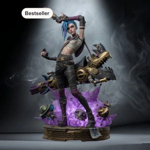 Jinx Chaotic Gunner STL File Display Statue Instant Download