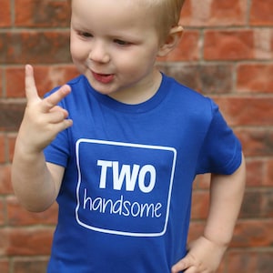 TWO Handsome - 2nd Birthday shirt - Front and Back design - Name on back - 2nd birthday shirt boy - toddler birthday - Terrific Two - Two