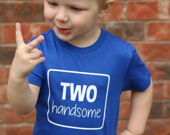 TWO Handsome - 2nd Birthday shirt - Front and Back design - Name on back - 2nd birthday shirt boy - toddler birthday - Terrific Two - Two