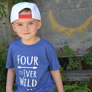 FOUR ever Wild - 4th Birthday shirt - Name on back - four year old - toddler birthday - birthday shirt - birthday boy - birthday girl