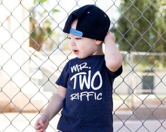 Mr TWOriffic - graffiti - 2nd Birthday shirt - Front and Back design - Name on back - Terrific Two - 2nd birthday shirt boy - modern - urban