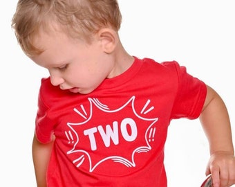 TWO - 2nd Birthday shirt - Front and Back design - Name on back - Terrific Two - cool kid - TWO