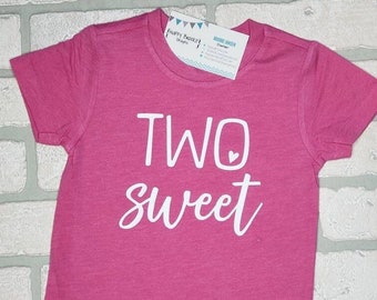 TWO Sweet - Maglietta per il 2° compleanno - Design fronte e retro - Tema dolce compleanno