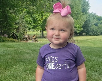 Miss ONEderful  - 1st Birthday shirt girl - with name on back