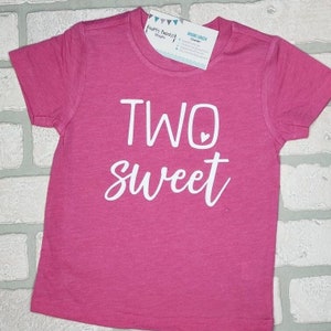 TWO Sweet - 2nd Birthday shirt - Front and Back design - Sweet Birthday theme