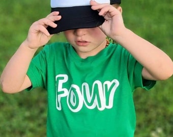 VIER - 4.Geburtstag Shirt - Name auf Rückseite - Vier Jahre alt - Geburtstagsshirt - Geburtstagskind - Geburtstagskind