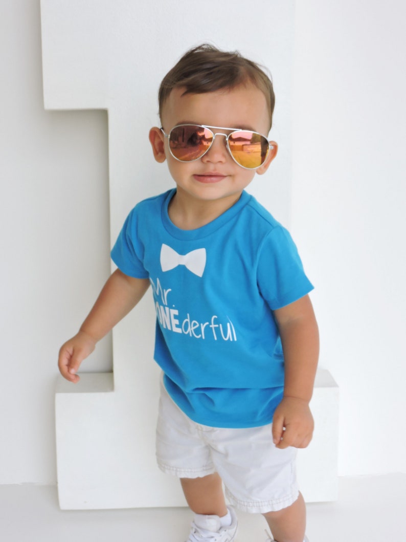 Bowtie Mr ONEderful 1st Birthday shirt boy Front and Back design Name on back 1 year old first birthday 1st bday image 3