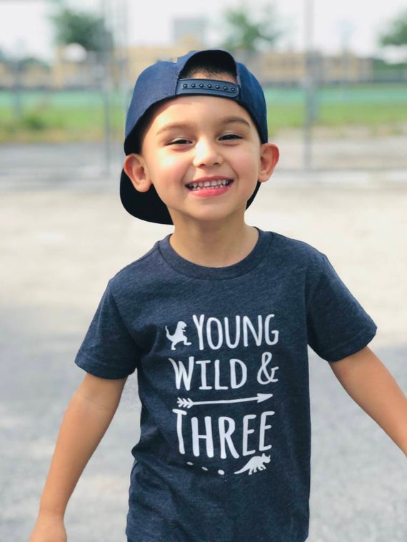 Young Wild & Three DINOSAUR 3rd Birthday Shirt Front and - Etsy
